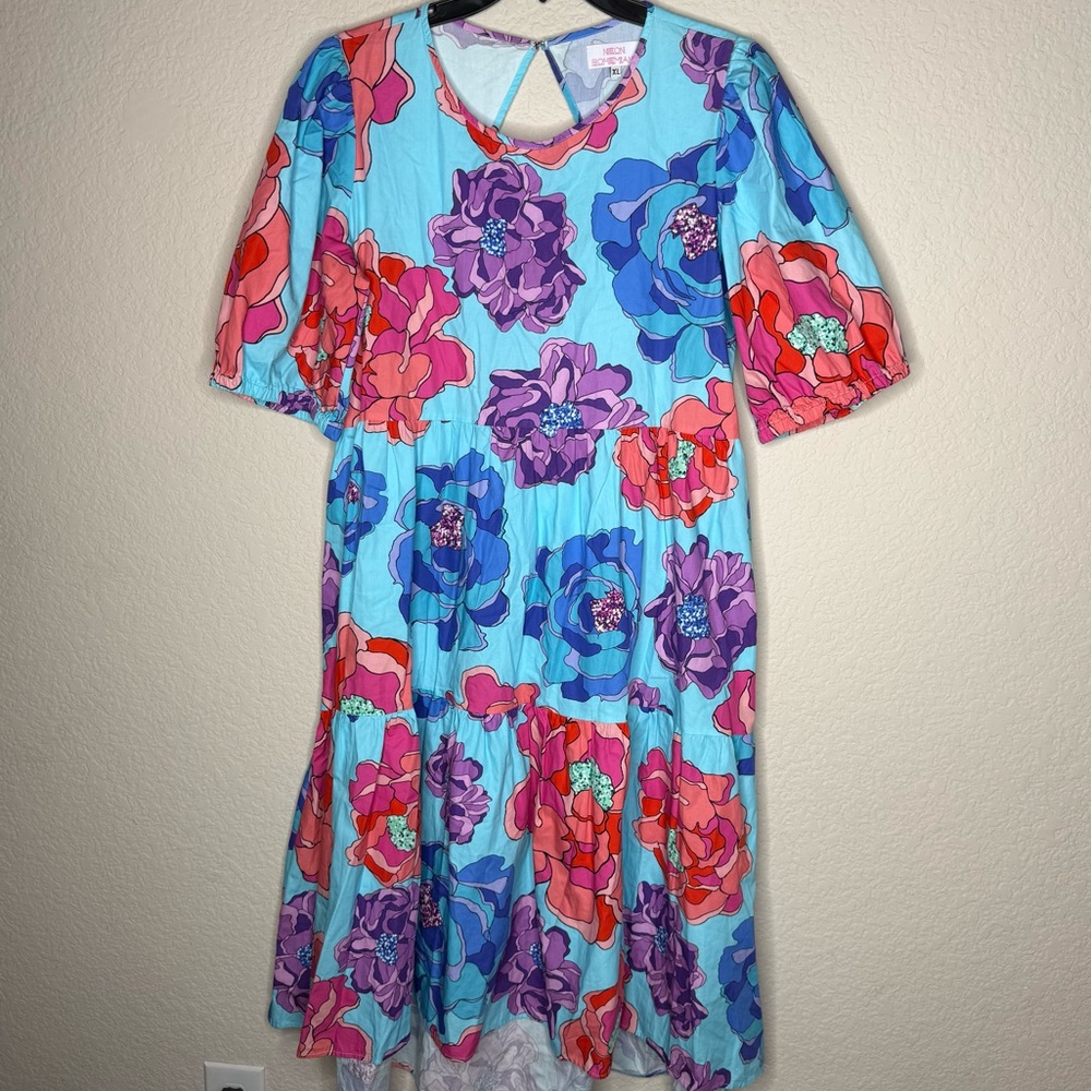 Neon Bohemians Meaghan Midi Dress in Miami Floral Size XL